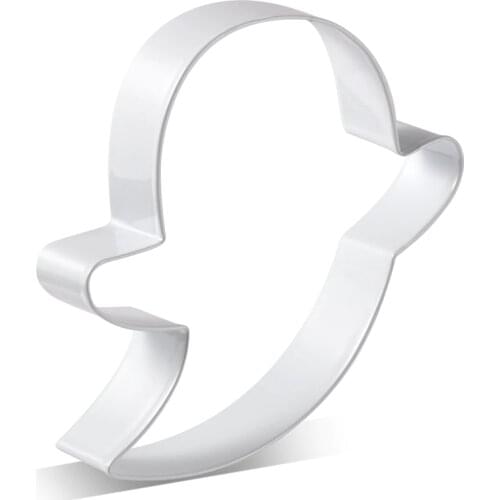 KENIAO Halloween Ghost Cookie Cutter - 10 x 10 cm - Sandwich Biscuit Fondant Bread Cutter - White Color Coated Stainless Steel