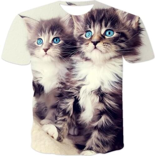 2021 Summer Fashion New Cool Unisex 3D Printing T-Shirts Cat Short Sleeve Summer Casual Street All-Match Oversized T-Shirt Gifts