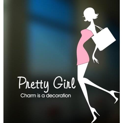 Clothing Store Sexy Lady Girls Glass Wall Sticker Decoration Clothing Store Decal Cloakroom Showcase Decor Clothing Shop Decal