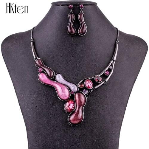 MS1504789 Fashion Jewelry Sets High Quality Necklace Sets For Women Jewelry Purple Crystal Resin Unique Design Party Gift