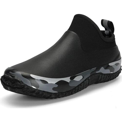 Mens Short Rainshoes Low-Top Heightening Rubber Cows Brown Rain Boots Mens Rain Shoes Waterproof Slip Rubber Shoes