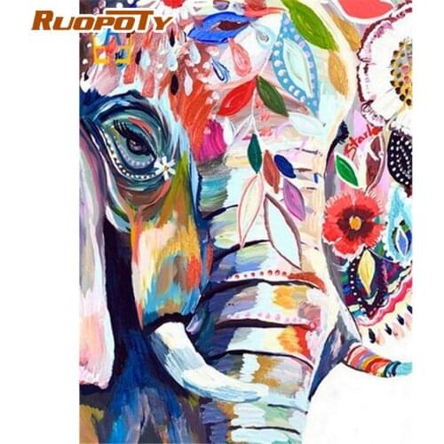 RUOPOTY Diy Framed Animal Painting By Numbers For Adults Oil Paints Gift Drawing By Number Kits Canvas Pigment Coloring Art