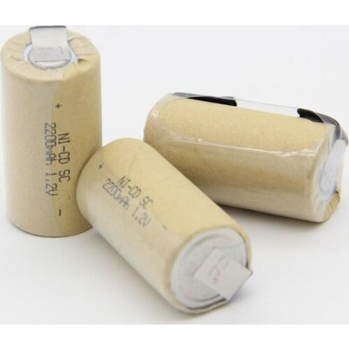 Nickel sheets 2200mAh 1.2V flat top NICD akkus sub C battery soldering tape SC batteries real capacity guaranteed for hitachi