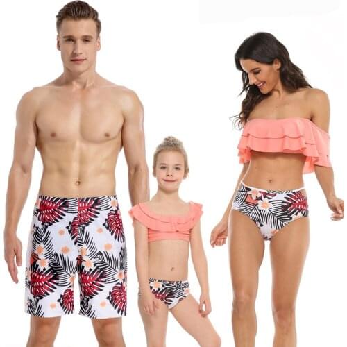 2020TALLOLY New family wearnylon printing family European and Americanparent-child swimsuits for babies boys girls men and women