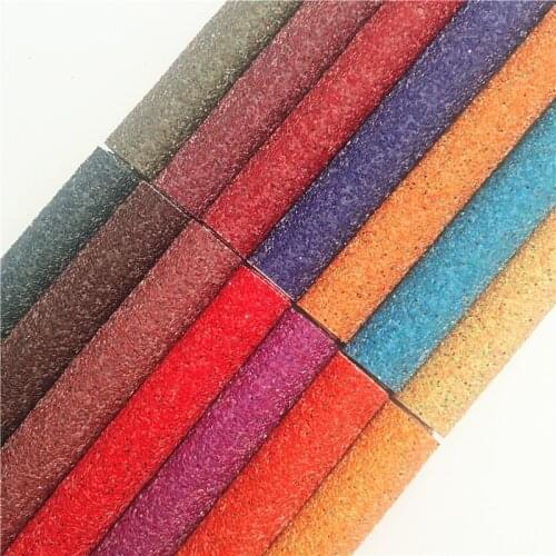 Onefly Wholesales Dropshipping Leather Supplier Autumn Colors Glitter Faux Vinyl Leather Fabric Felt Backing For Bow DIY FZ158