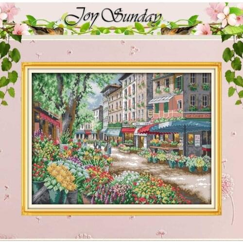 Paris Flower Market Counted Cross Stitch 11CT 14CT Cross Stitch landscape Cross Stitch Kits Embroidery for Needlework Crafts