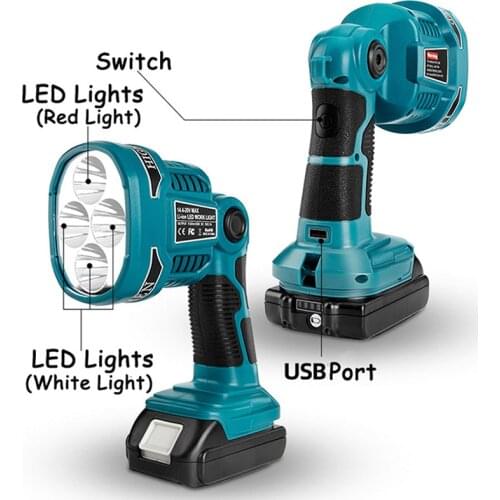 Suitable for Makita 14.4V-18v li-ion battery 12W LED light working with BL1415 BL1430 BL1830 BL1850 BL1860 tool battery, hotsell