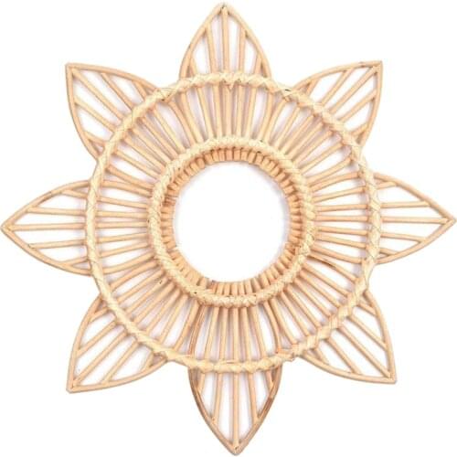 Hot Flower Rattan Frame Mirror Decor Photo Wall Frames Wood Art Deco Frame, Vintage Craft Picture Frame Hanging Wall Mirror Fram