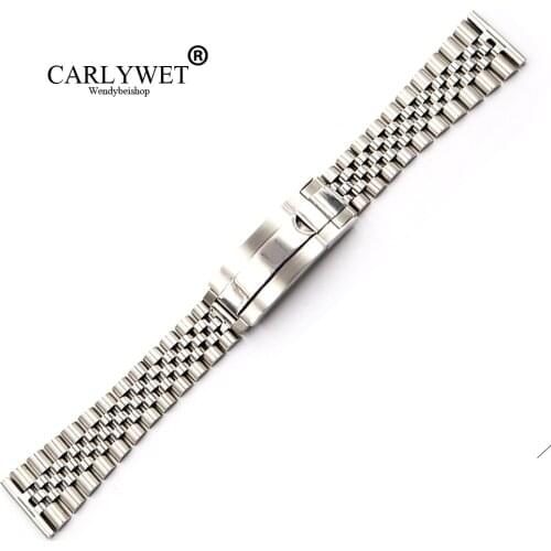CARLYWET 20 22mm Wholesale Stainless Steel Glide Lock Replacement Wrist Watchband Strap Bracelet For Omega IWC Tudor Seiko