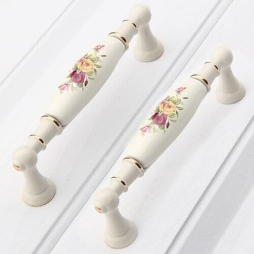 Rose Zinc Alloy Drawer Handle, Ceramic Modern Minimalist Elegant Kitchen Furniture Cabinet Pull, Shoe Locker Knob, Large Handle