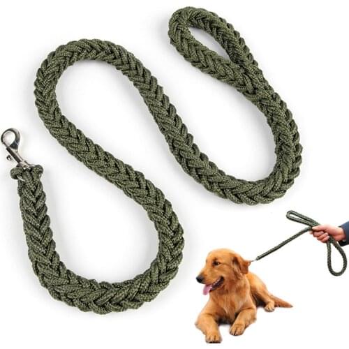 Heavy Duty Dog Leash Green Nylon Braided Strong Pet Training Rope Traction Lead Leashes For Medium Large Dogs 115cm