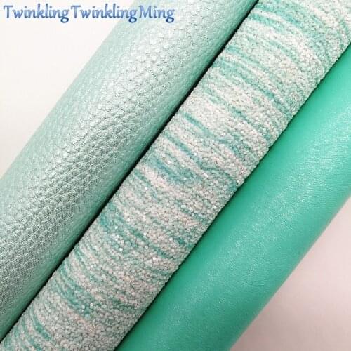 Mint Glitter Fabirc, Faux Leather Fabric, Litchi Synthetic Leather Fabric Sheets For Bow A4 21x29CM Twinkling Ming XM598