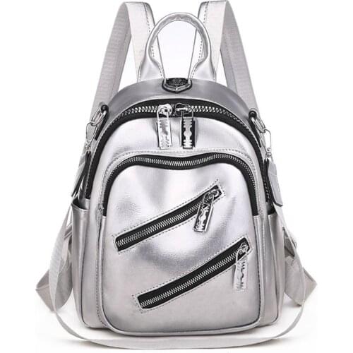 2020 pure color trend ladies backpack simple shoulder bag fashion leather ladies backpack light ladies large capacity school bag