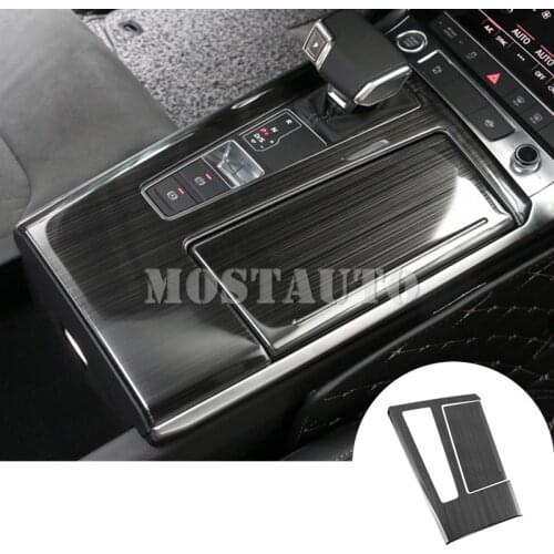 For Audi A6 S6 Interior Center Console Gear Shift Box Frame Cover Trim 2019-2021 2pcs Black/Silver Car Accessories Interior