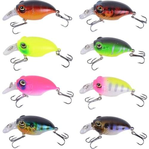 8pcs Hard Rattling Crankbait Lures Floating Sea Fishing Minnow Bait Treble Hooks 5.8cm8g Pesca Wobbler Fishing Artificial Tackle