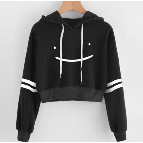 Women Hoodie Dream Merch Cropped Sweatshirt Pullover Casual Long Sleeve Striped Short Top Hoody
