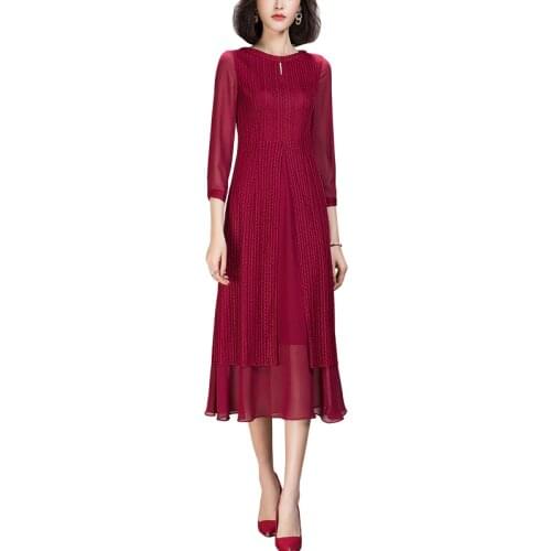 2021 Spring Latest Arrival Womans Top Quality Fashion Long Red Lace Dress for Elegant Lady