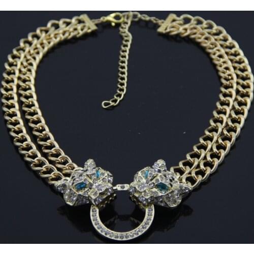 Hip hop women leopard Jewelry CZ Crystal Bling Iced Out Collar Chain necklace Jewelry Z80