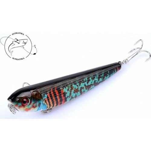 1Pcs 8.5cm/9.6g Wobblers Pencil Fishing Lures Bait Topwater 3D Painting Artificial Hard Peche Leurre Swimbait With Treble Hooks
