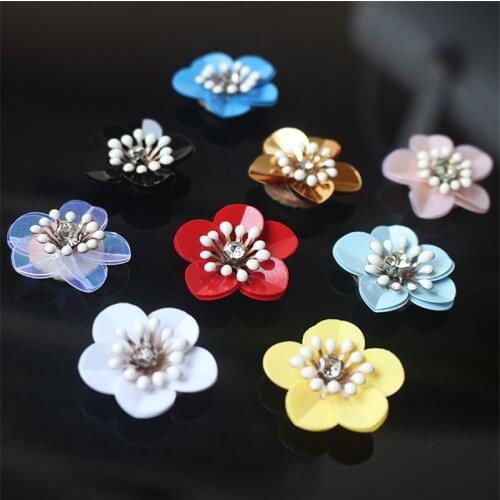 10pcs/lot Multi Color Small Sequins Beads Flower Applique Patches for Dress Bags Brooch Clothes Sew on or glue on Patches