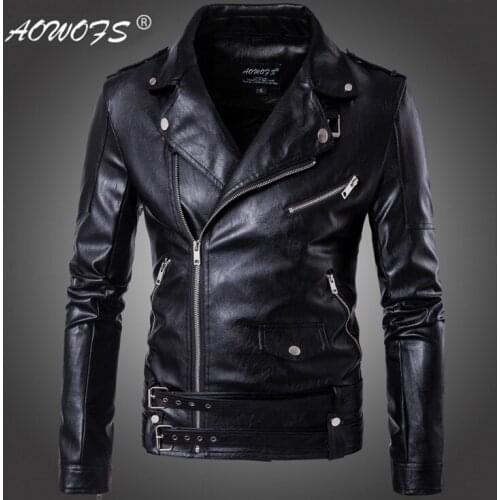 2019 New Male Leather Jacket Coats Design Motorcycle Bomber Leather Jacket Men Autumn Turn-down Collar Slim Fit Plus Size M-5XL