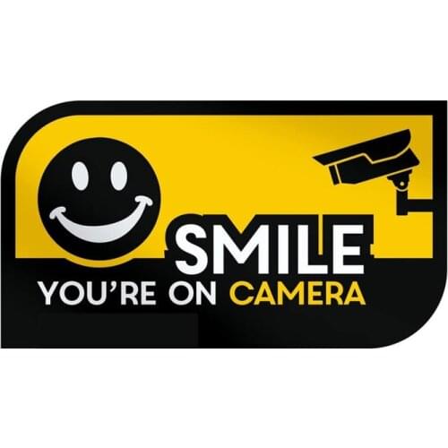 4"*2" 2Pcs Smile You're on Camera Security CCTV Warning Sticker Vinyl Decals Indoor Outdoor