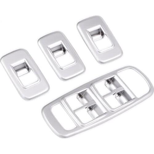 4pcs/set Car Armrest Window Lift Adjust Button Switch Frame Trim Cover Sequins Fit For Jaguar XE 2015-2016 Car-styling