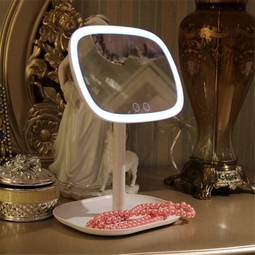 47 LED Vanity Lights 360 Rotating Desktop Mirror Touch Screen Makeup Professional Beauty Adjustable Countertop