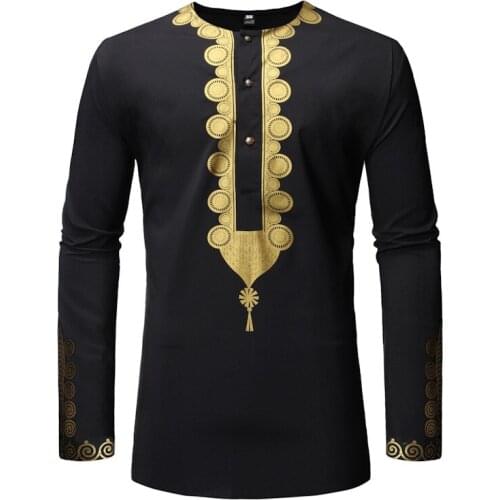 African Dashiki Print Button Shirt Men 2020 Autumn New Streetwear Casual African Clothes Men Slim Fit Long Sleeve Chemise Homme