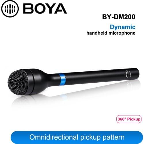BOYA BY-HM100 Omni-Directional Wireless Handheld Dynamic Microphone XLR Long Handle for ENG & Interviews & News Gathering