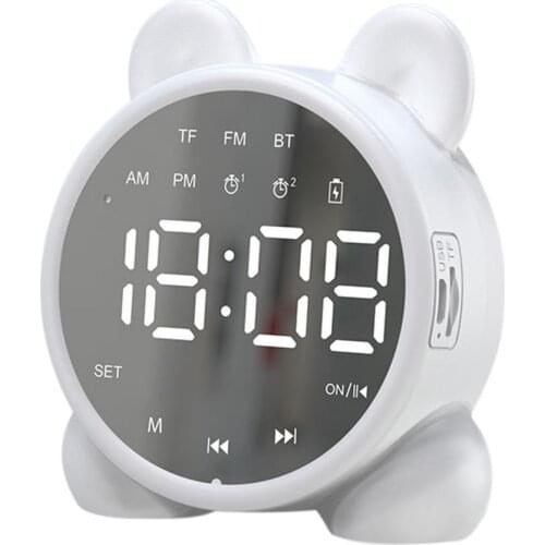 USB Smart Digital Alarm Clock Multifunction Wireless Bluetooth 5.0 Dual Clock Radio Speaker With Mirror Surface LED Clocks