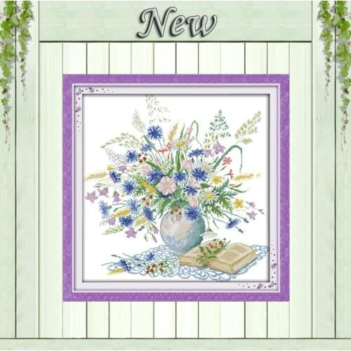 Daisy and book flower basket,Pattern print on canvas DMC 11CT 14CT Cross Stitch kit,needlework embroidery Set,Beautiful Flowers