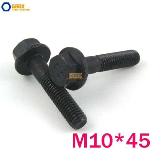 5 Pieces M10*45mm 10.9 Grade Alloy Steel Flange Hex Bolt Screw Half Thread