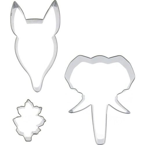 Fox head, Elephant head,Small eaf shape 3 piece biscuit cutting molds, baking tools, cake decorating soft candy tools