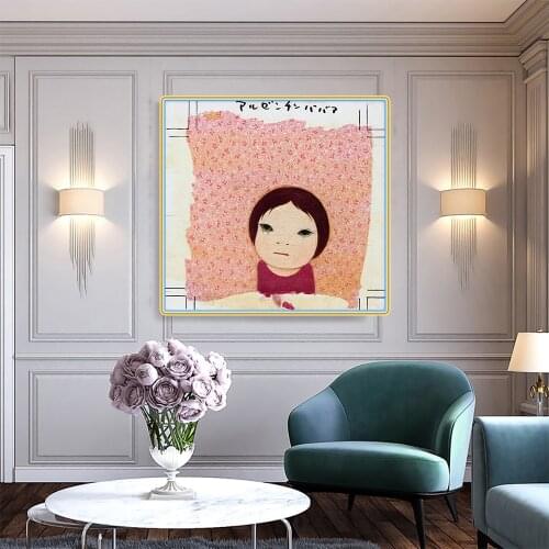 Holover Yoshitomo Nara"Drawing for Argentine Hag"Canvas Oil Painting Japanese Unframed Cartoon Wall Art Home Decor Aesthetic