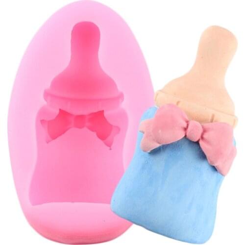 Cute Baby Bottle Silicone Mold Cupcake Topper DIY Baby Birthday Fondant Cake Decorating Tools Candy Resin Clay Chocolate Moulds