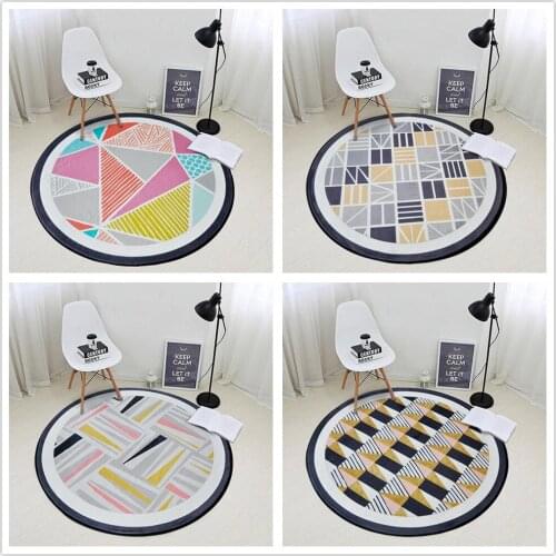 Nordic Geometric Pattern Circular Carpet For Living Room Soft Velvet Children Bedroom Rugs And Carpet Computer Chair Area Rug