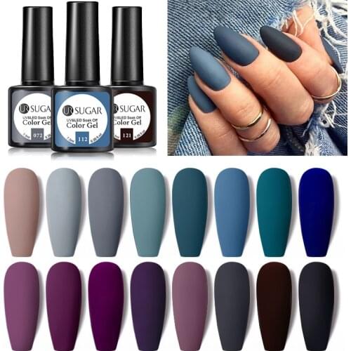 UR SUGAR 7.5ML Dark Blue Matte Top Coat Color UV Nail Gel Polish Semi Permanent Soak Off UV LED Gel Nail Gel Nail Art DIY Design