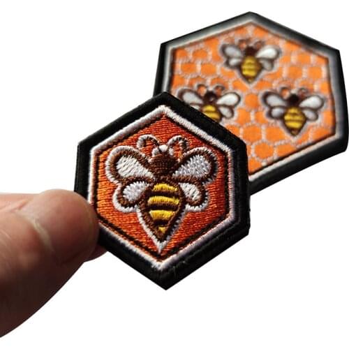 Cute Bee High Quality Embroidered Magic Velcro Patches Badge Sewing Clothing Backpack Army Tactical Military Sticker Appliques