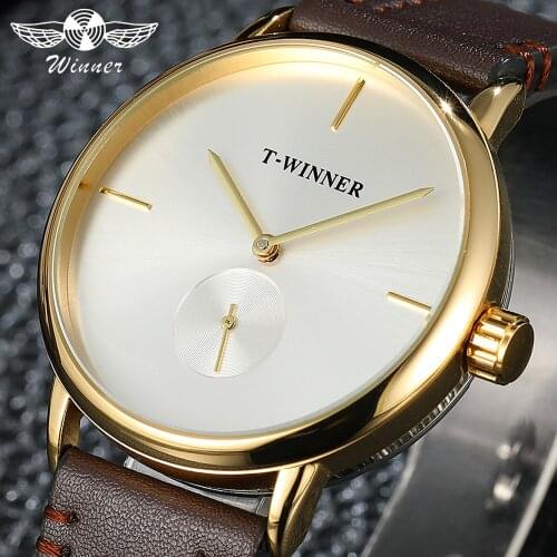 Fashion winner Top Brand Men Mechanical Watches Genuine Leather Strap Luxury Business Mens Black Case Dress Relogio Masculino