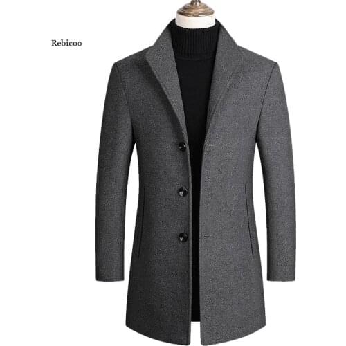 Men Wool Blends Coats Autumn Winter New Solid Color High Quality Mens Wool Jacket Luxurious Brand Clothing