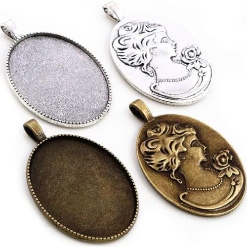 New Fashion 5pcs 30x40mm Inner Size Antique Silver Plated/Bronze Simple Style Cabochon Base Setting Charms Pendant