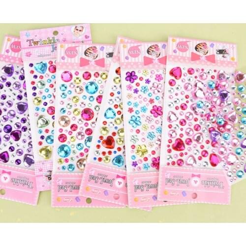NEW 3D Diamond Children Gem Stickers Acrylic Crystal Sticker DIY Three-dimensional Decoration Rhinestone For Kids Girls