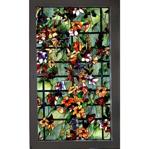 Camellia Window Film Static Cling No Glue Thermal-Insulation Privacy Protection 3D Laser Removable Reusable Multi-Size Film