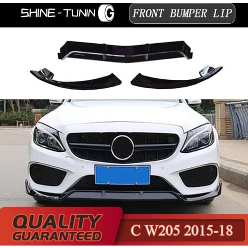 Front bumper spoiler Suitable for mercedes C class W205 front bumper lip 2015 + sports edition abs c200 c450