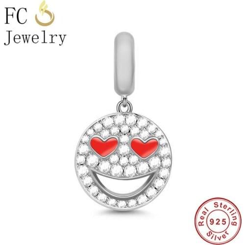 FC Jewelry Fit Original Charm Bracelet 925 Sterling Silver Happy Emotion Face Smile Beads Pendant For Making Women Berloque 2021