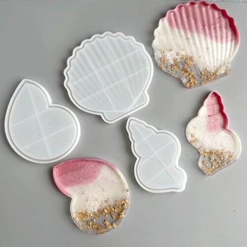 Conch Shell Coaster Silicone Mould Mirror Epoxy Mould DIY Handmade Decoration Desktop Storage Casting Mold Jewelry Tools