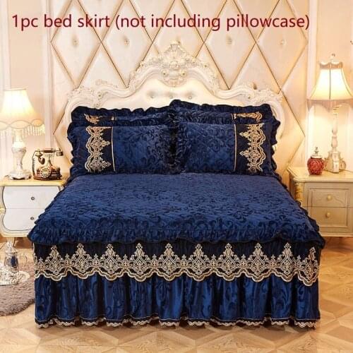 Thicken Quilted Bed Skirt Plush Luxury Padded Bed Skirt No Pillowcase Velvet Warm Soft Flat Bed Sheet Queen King Lace BedSpread