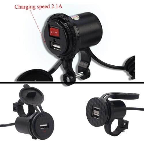 Waterproof Motorcycle Handlebar Socket Plug Motobike Rearview Mirror Charger Outlet for Phone Tablet Gamepad DC 9V-24V Universal