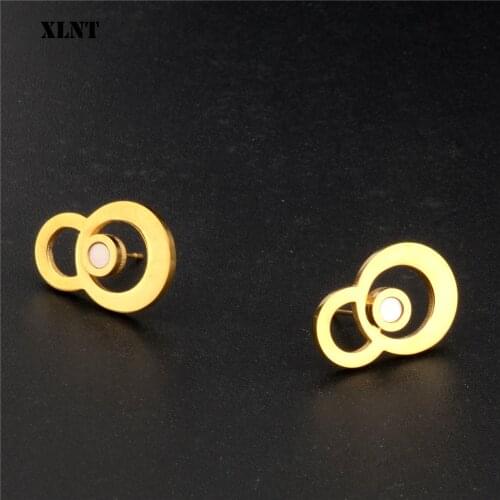 XLNT New Arrival Shell Gold Stud Earrings For Women And Girls Titanium Steel Earrings Wholesale Stainless Jewelry